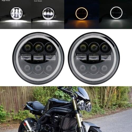 New 2x 5.75 inch led headlight High/Low beam halo for 3 & Speed Triple & Street Triple & Thunder