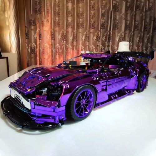 Machinery Series MOC-8780 1:8 Purple Famous Super Sports Car Vantage Building Blocks Racing Vehicle Modle Toy For Boy Gift
