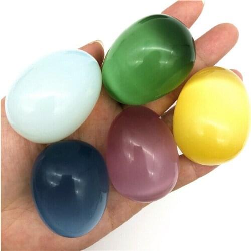 Wholesale 1PC Mixed Color Cats Eye Stone Egg Shaped Specimen Gemstone Crystal Healing Reiki Natural Quartz Crystals