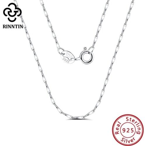 Rinntin Genuine 925 Sterling Silver Women Gilrs Italian Figaro Seed Wave Twisted Link Chain Necklace Fashion Jewelry SC01-P-18