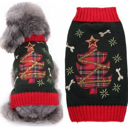 Christmas Dog Clothes High Quality Grey Dog Sweaters for Large Dogs Christmas Tree Warm Coat Puppy Apparel Sweater Knitwear