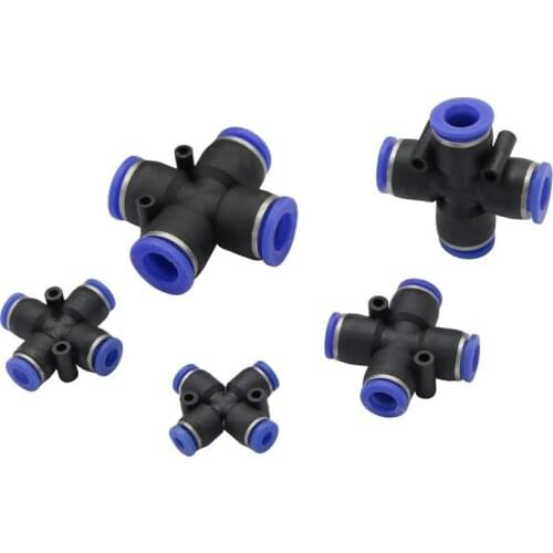 Garden Irrigation 4mm 6mm 8mm 10mm 12mm Interface Slip-lock Cross Quick Connector Water Splitter Adapter Pneumatic Coupling 6Pcs