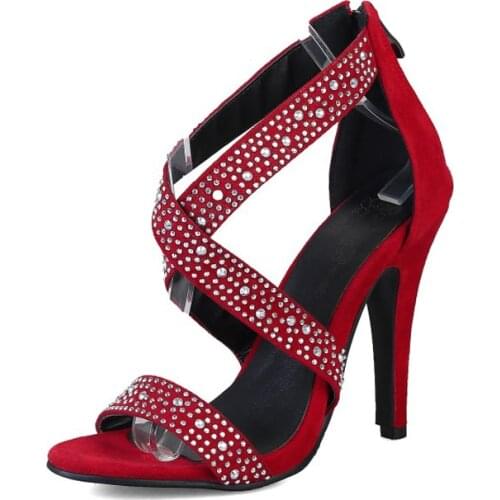 Big Size 18 19 High heels sandals women shoes woman summer ladies Pure color High heeled sandals