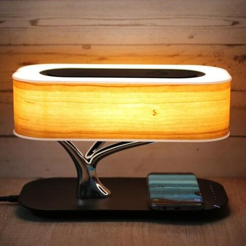 Modern Table Lamp for Bedroom with Bluetooth Speaker and Wireless Charger Sleep Mode Desk Lamp Bedside Lamp Table