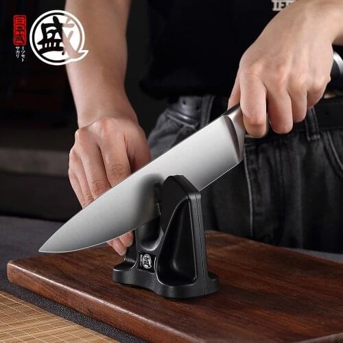 MITSUMOTO SAKARI V-shaped Knife Sharpener with Alloy and ABS Easy And Safe Sharpening Tool for Kitchen Knife and Out Door Knife