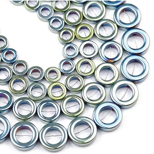 YHBZRET 8/10/12/14mm Green Round Circle Hematite Natural Stone Spacer Loose Beads for Jewelry Making Diy Bracelets Accessories