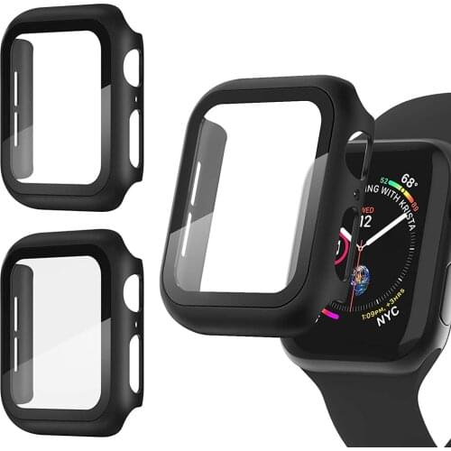 PC Tempered Glass Protection for iWatch 1/2/3/4/5/6 Cover 38/40/42/44MM Protection Shell for iWatch 1 2 3 4 5 6 Bumper