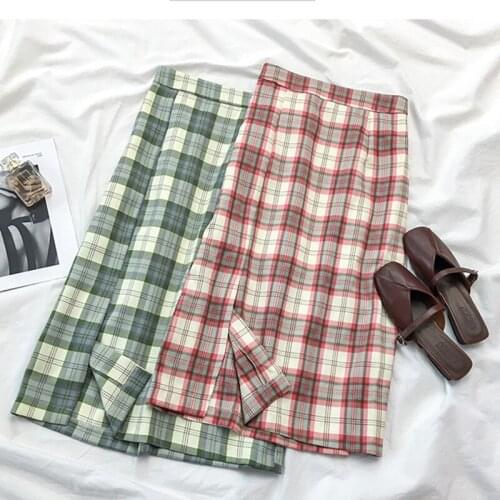 Юбка skirt summer woman skirts mujer faldas womens korean style femme jupes 2020 jupe femme long plaid skirt skort streetwear