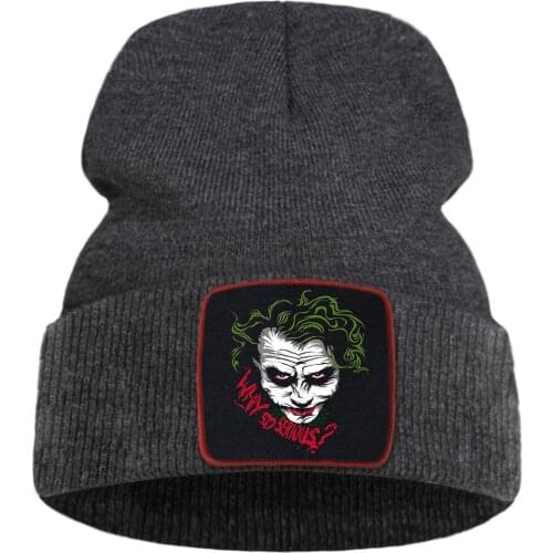 Funny Clown Cool Print Winter Hat For Girl Harajuku Outdoor Warm Mens Knitted Hats Cotoon Hip Hop Casual Women Autumn Cap