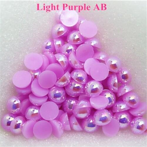 1.5-12mm Flatback Light Purple AB Half Round Pearl Beads Resin ABS Imitation Pearl Beads DIY Wedding Dress Button Nail