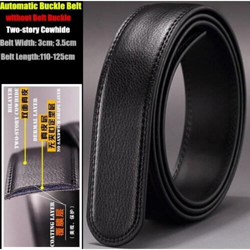 10pcs! Special Offer 3-3.5cm Width Men Genuine Leather Belts,Two-story Cowhide Automatic Buckle Waistband,without Belt Buckle