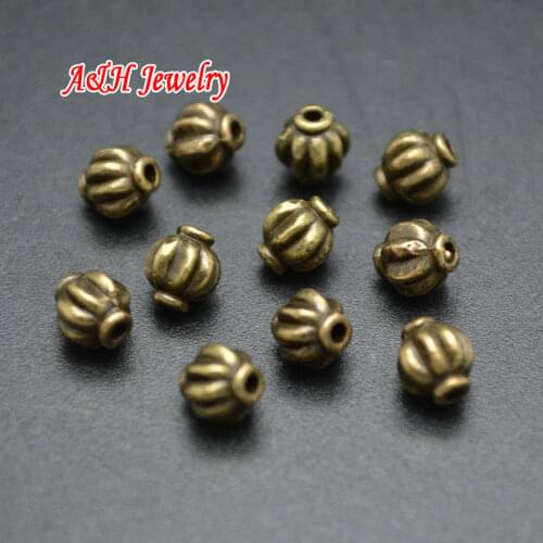 200pcs 5x6mm Watermelon Shape Alloy Spacer Beads Antique Bronze Color DIY Findings Jewelry Making Materials