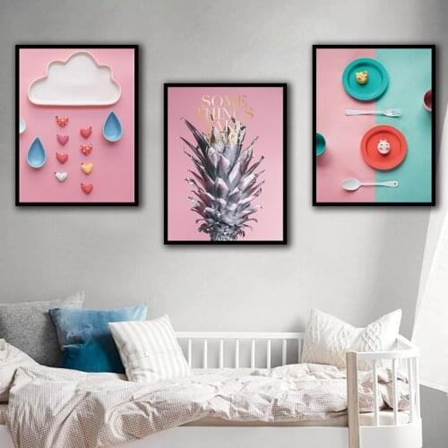 3 Pcs Colorful Childrens tableware Canvas Painting Modern Home Decoration Living Room Bedroom