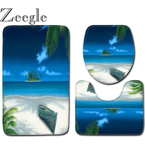 Zeegle Microfiber Bath Rug 3pcs Bathroom Mat Set Anti Slip Carpet Bath Mat Toilet Decoration Rug Bathroom Entrance Mat Foot Rug