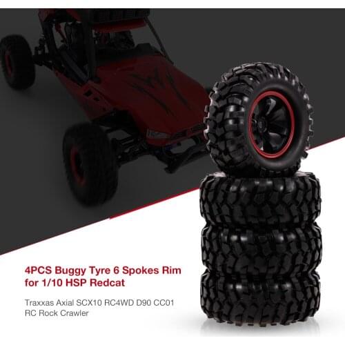 4PCS 1/10 RC Buggy Tyre 6 Spokes Rim for 1/10 HSP Redcat Traxxas Axial SCX10 RC4WD D90 CC01 RC Rock Crawler Off-Road Car Truck