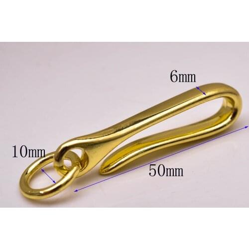 5pc 50mm Quality Solid Bling Gold Car KeyChain Keyring Fob Belt U Hook Loop Jeans Wallet Chain Accessories Fish Hook SET