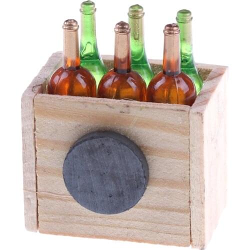 6Pcs/set Dollhouse Wine Bottle With Wooden Box Kitchen Drink Toy Dollhouse 1/12 Miniature Gift