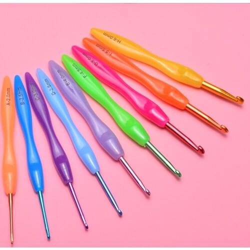 9PCS/SET Crochet Hooks Kit 2/2.5/3/3.5/4/4.5/5/5.5/6 mm Aluminium Smooth Knitting Needles Plastic Handle DIY Sweater Knit Weave