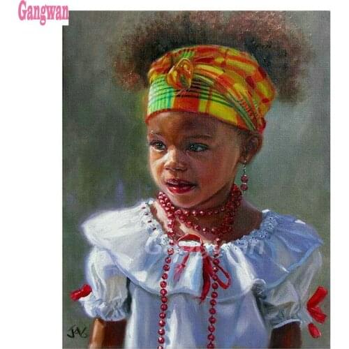 Diamond Mosaic little African girl Diamond Painting Horses Full Square Drill Diy Diamond Embroidery Cross Stitch Kits Beadwork