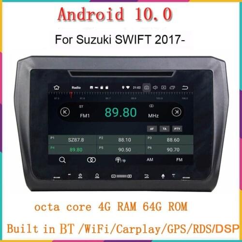 9inch two din android 10.0 car dvd player for suzuki swift 2016 2017 with gps navigation built in wifi mirror link car stereo