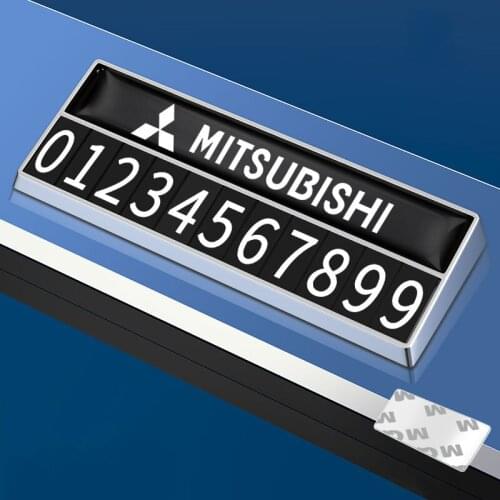 1PC Zinc Alloy Car Temporary Parking Card Phone Number Plate For Mitsubishi Asx Lancer Outlander Pajero Sport L200 Expo Eclipse