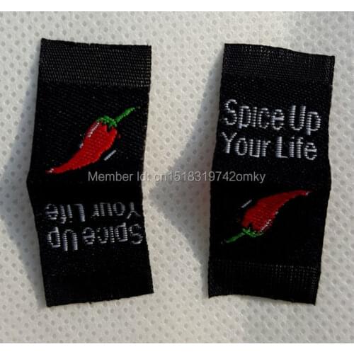 Free shipping custom clothing woven labels with loop fold or center fold/clothing collar labels/t-shirt tags logo 1000 pcs a lot