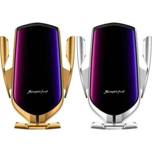 R2 Wireless Charger Automatic Clamping Smart Sensor QI Induction Car Phone Mount Holder Rack For iP X XS Sam 1