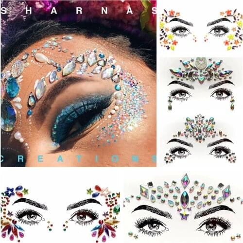 Bohemia Crystal Eye Sticker Diamond Glitter Face Jewelry Makeup Tools For Festival Show Body Art Cosmetic Paste Eye Decoration