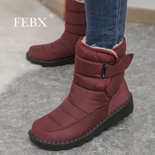 Womens Snow Boots Waterproof With Plush Keep Warm Hook & Loop Female Ankle Boots Comfortable Plus Size Ladies Winter Footwear