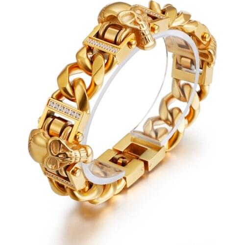 Ethnic style jewelry Stainless steel Buddha head personality mens buckle bracelet Titanium steel jewelry