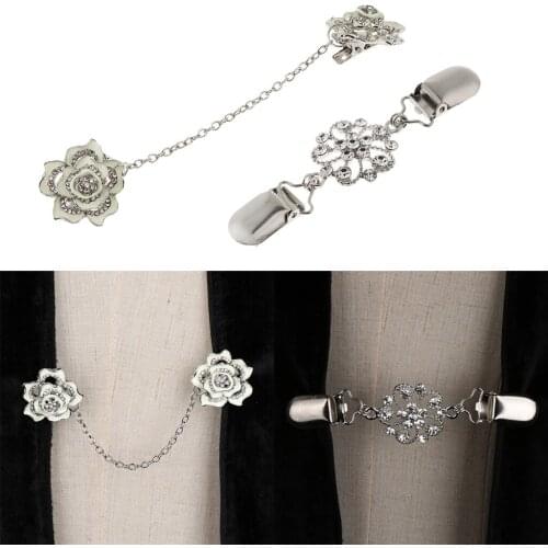 2Pcs Camellia Flower Collar Pin Brooch Buckle Chain Collar Brooch Pin Clips for Women and Men