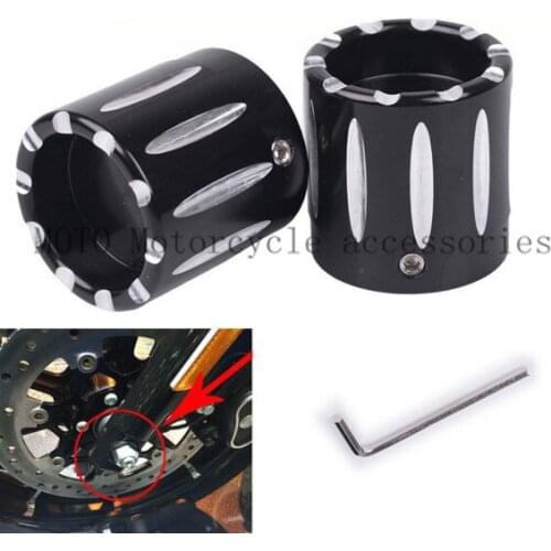 Black CNC Billet Aluminum Motorcycle Front Axle Nut Caps Covers Axle Cap For Harley Choppers Cover Front Axle Nut Covers Parts