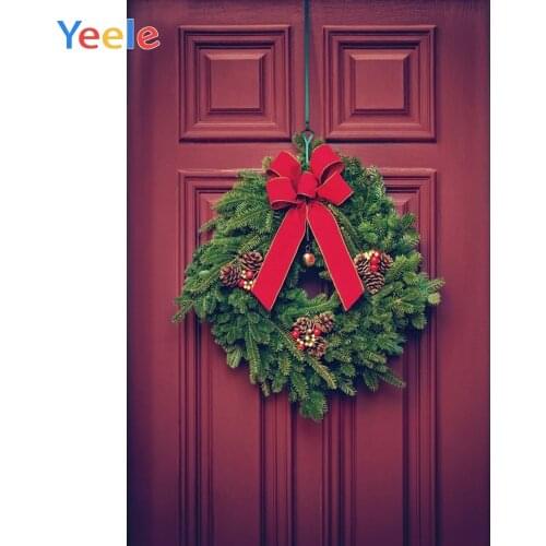 Christmas Wreath Bow-knot Door Home Decoration Photocall Backdrop Photography Custom Photographic Background For Photo Studio