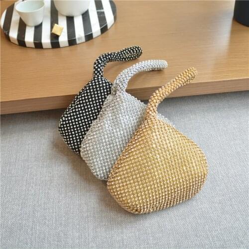 Hotsale Luxury Women Crystal Hand Shoulder Bag Rhinestones Clutch Evening Bag for Lady Diamond Small Triangle Wallet Handbag