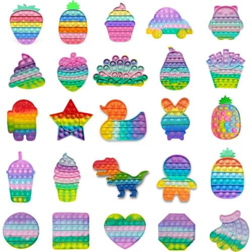 Push Pops System Its Bubble Strawberry Rainbow Color Fidget Toys Autism Special Needs Sensory Anti-stress Relief Toy Kids Toys