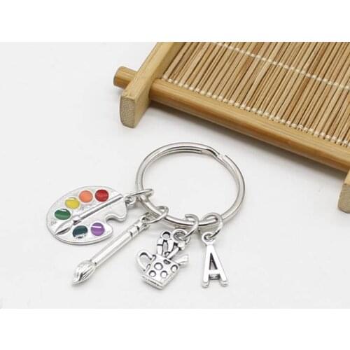 Handmade craft brush drawing board keychain, color palette, cigarette, handmade DIY letter keychain, student gift jewelry