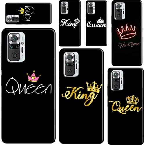 King Queen Crown Soft Case For Xiaomi Redmi Note 10 8 9 Pro 8T 9S Phone Cover For Redmi 9 9A 9C 9T 8A K40