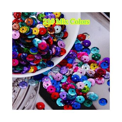 50g 8mm Cup Laser Bright Sequin Round Paillettes Sewing Hologram Sequins 21#Laser Mix Colors Confetti