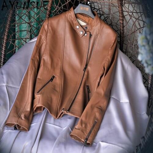 AYUNSUE Womens Jackets Spring 2021 Genuine Leather Jacket Women Real Sheepskin Coat Female Biker Coats Chaqueta Cuero Mujer