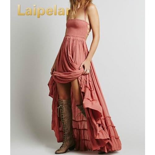 Laipelar Summer Dress Women Bohemian Sleeveless People Sexy Boho Dresses Backless Party Hippie Bandage Beach Dress Vestidos