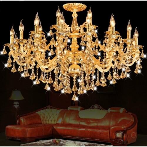 Retro gold led chandelier hanging light for living room Dining Room 15-24 pcs E14 ceiling diamond Crystal Chandelier lustre led