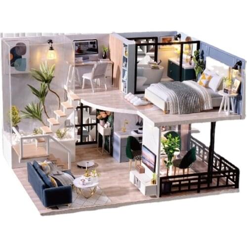 DIY Miniature Ornaments Home Living Room Desktop Decoration Wooden Crafts 3D Model Creative Birthday Christmas Gift Diy House