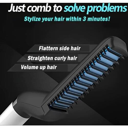 Multifunctional Hair Comb Brush Beard Straightener Hair Straighten Straightening Comb Hair Curler Quick Hair Styler For Men