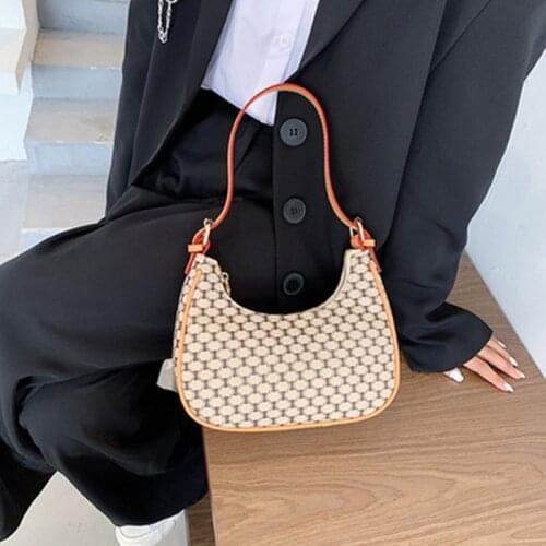 Fashion underarm saddle bag 2021 new plaid single shoulder messenger bag retro female handbag clutch bag coin purse