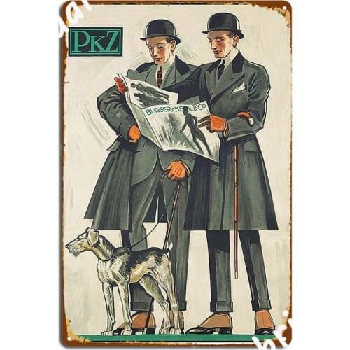 Pkz Men S Fashion Men And Dog Vintage Poster Poster Metal Plaque Club Mural Painting Cinema Vintage Tin Sign Poster