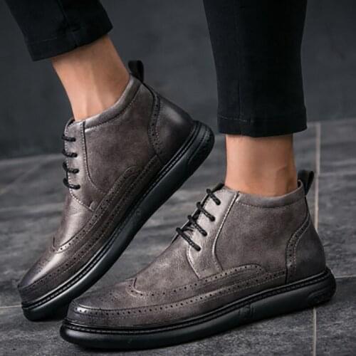 2021 New men leather Boots Fashion autumn winter Warm Cotton Brand ankle boots lace up men Shoes footwear