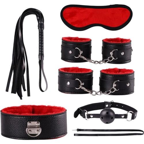 Restraints BDSM Sex Toys Leather Furry Bondage Sets Restraint Kits Fetish Bed Restraint for Couples Bondage Collection 6/7/8 PCS