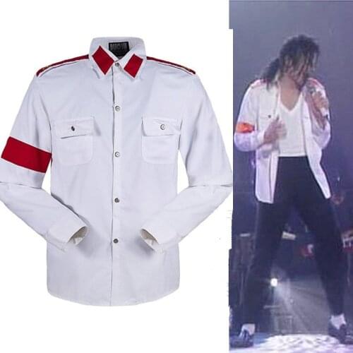 Memory Michael Jackson MJ Man In Mirror Anti-war Embroidery Stitchwork White CTE Casual Shirt Sark For Fans Collection Show Xmas