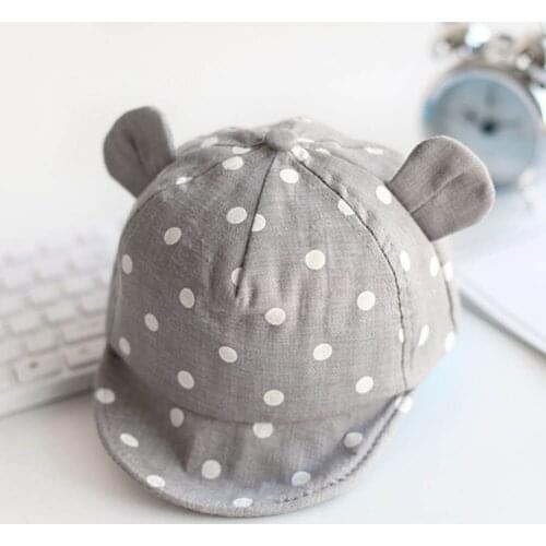 Spring and Autumn Children Sun Hat Toddler Hat Cute Polka Dot Baby Hat Girl Boy Sun Hat with Ears Newborn Baseball Cap
