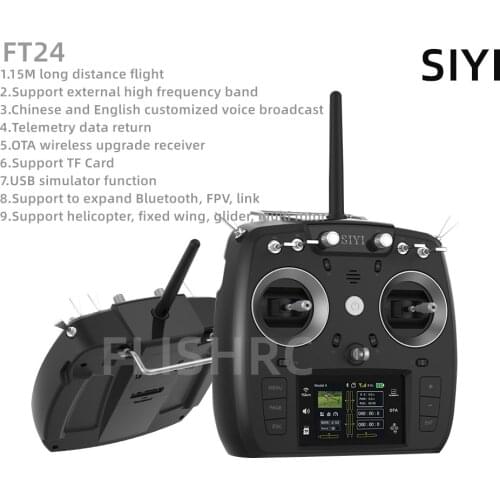 SIYI FT24 2.4GHz 12CH 15KM Long Range Transmitter for External R9M/TBS Multi-protocol RF System w/ FR/FR Mini OTA Receiver